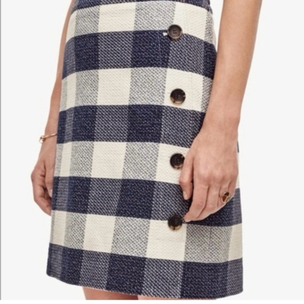 Ann Taylor Blue‎ And White Checkered A-Line Mini Skirt Size 4